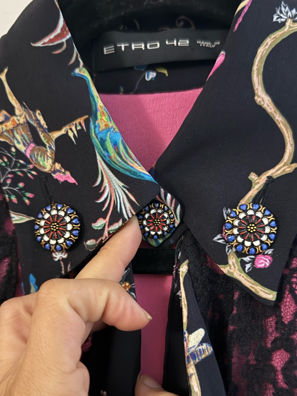 ETRO Italy Lace Pattern Silk Midi Dress - Picture 5 of 11